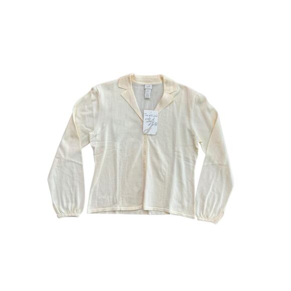 NWT J.Jill Women's Cream Notch Collar Long Sleeve Button Front Jacket Size SP - Picture 1 of 3